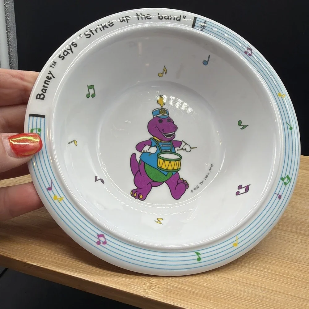 Vintage 1992 Barney The Purple Dinosaur Child's Melamine Bowl